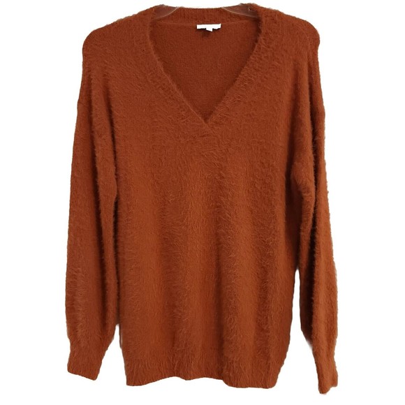 WHITE BIRCH Orange Knit V-Neck Pullover Sweater Womens Size Small - Picture 1 of 7